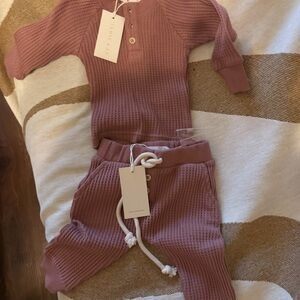 Mieka Mauve Waffle Knit Baby Outfit